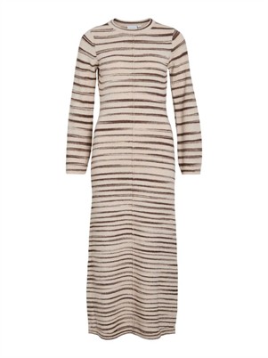 VIAlania O-Neck L/S Strickkleid - Birch/Pinecone